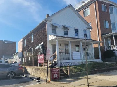 The Elm Avenue houses that are targeted for demolition in Hampden. Photo by Ed Gunts.