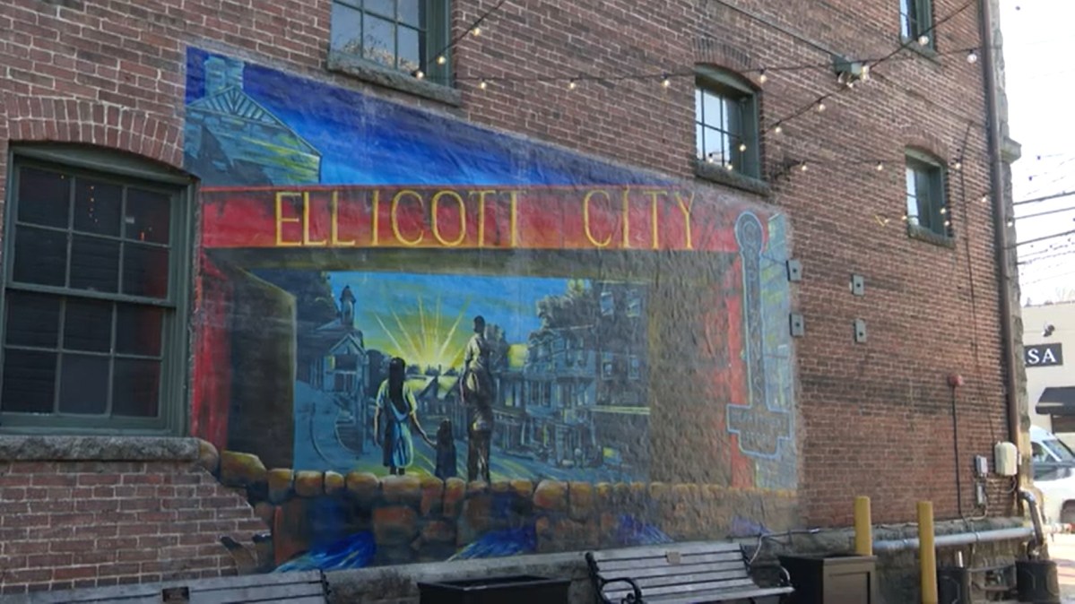 A mural in Ellicott City. Screenshot from video by Ricky Podgorski/Capital News Service.