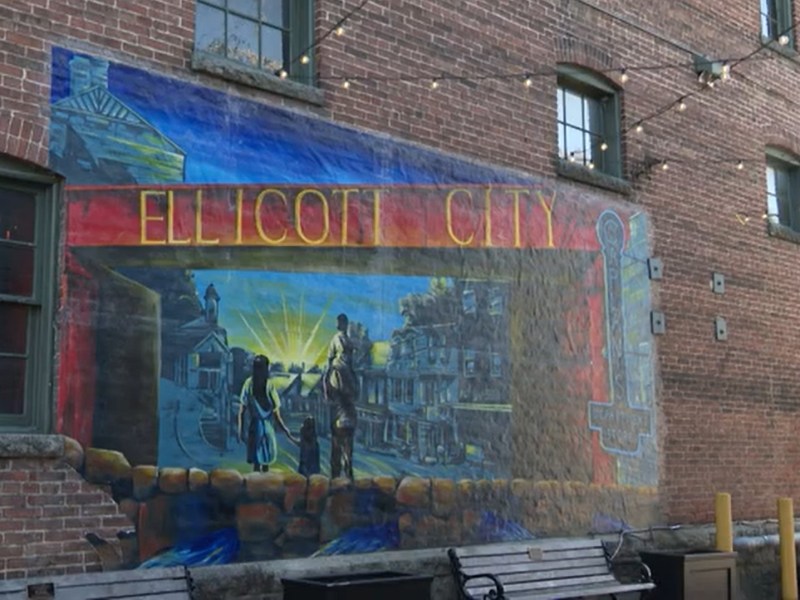 A mural in Ellicott City. Screenshot from video by Ricky Podgorski/Capital News Service.