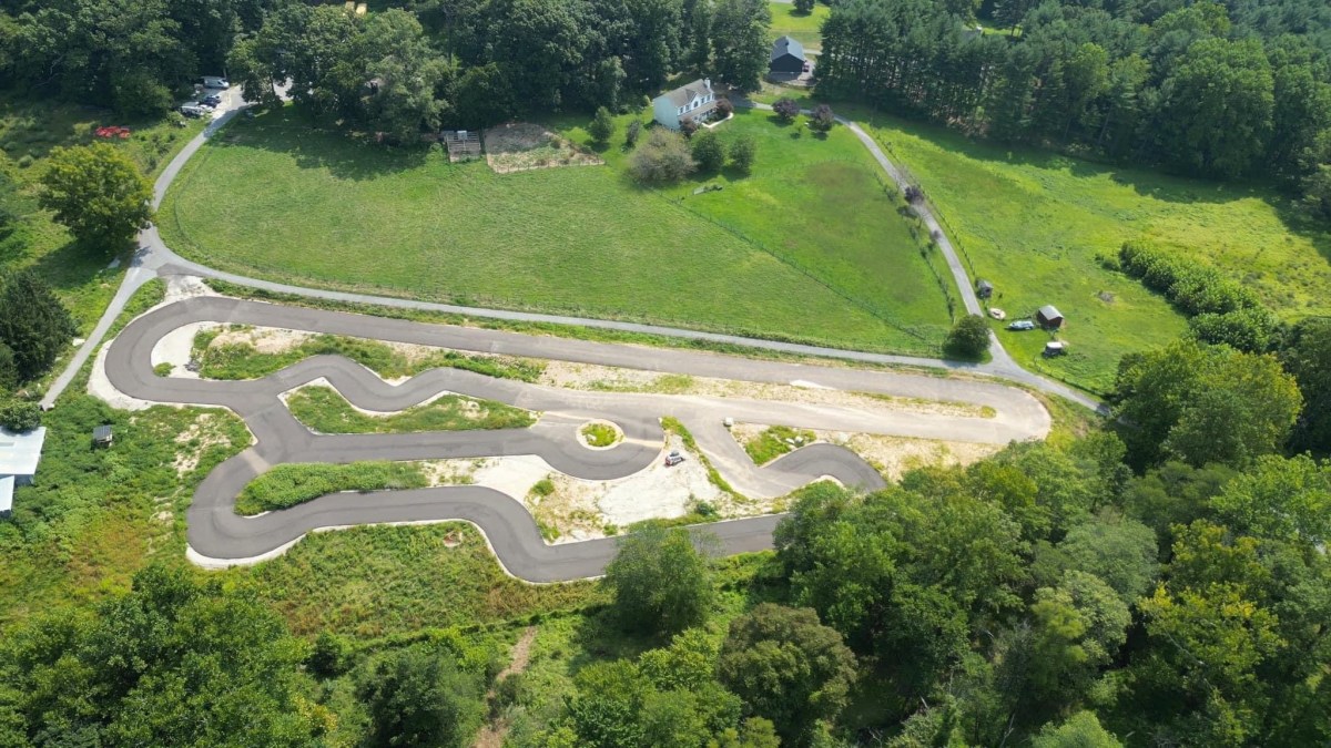 aerial view of go kart track