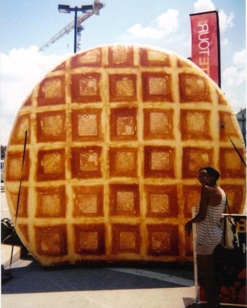 One of the author's friends, Imani Spence, in front of a giant waffle at Artscape 2011. Photo by Jalynn Harris.