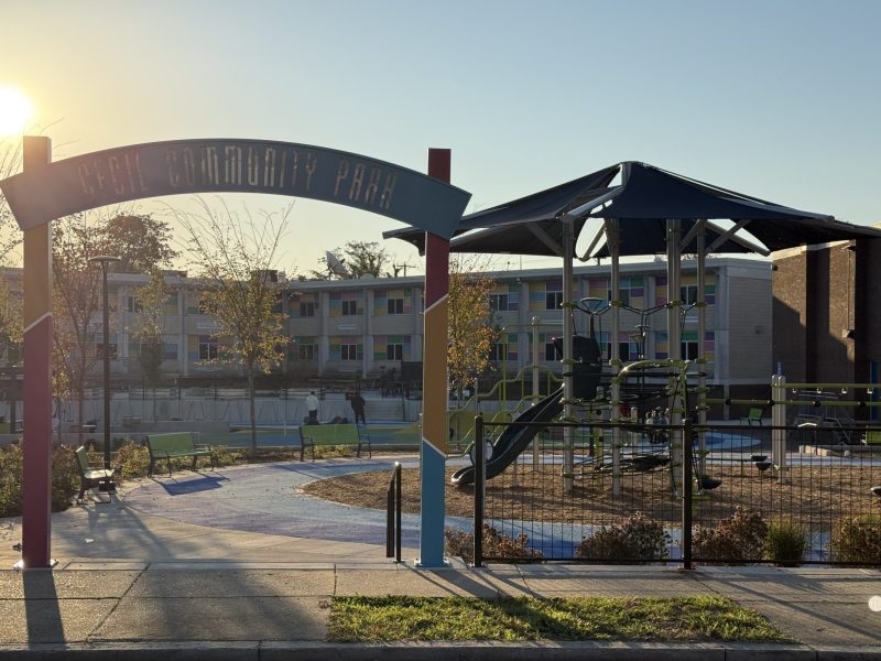 Cecil Community Park, located at Cecil Elementary School in East Baltimore Midway, has undergone a $3.6 million renovation. Photo courtesy Parks & People.