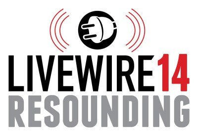 A red, black, and gray logo reads "LIVEWIRE 14 RESOUNDING" with a electrical plug symbol above the lettering.