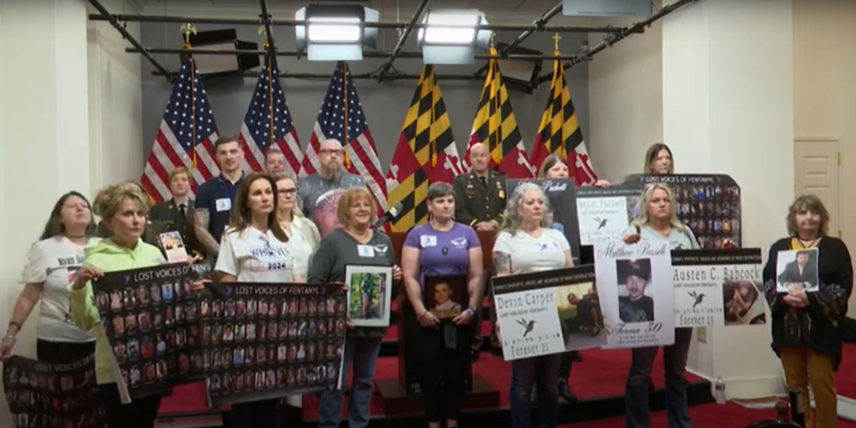 Loved ones of individuals have died from fentanyl overdoses are advocating for a Maryland bill that would criminalize distribution of heroin or fentanyl. Screenshot of video by Elana Mutnick, Capital News Service.