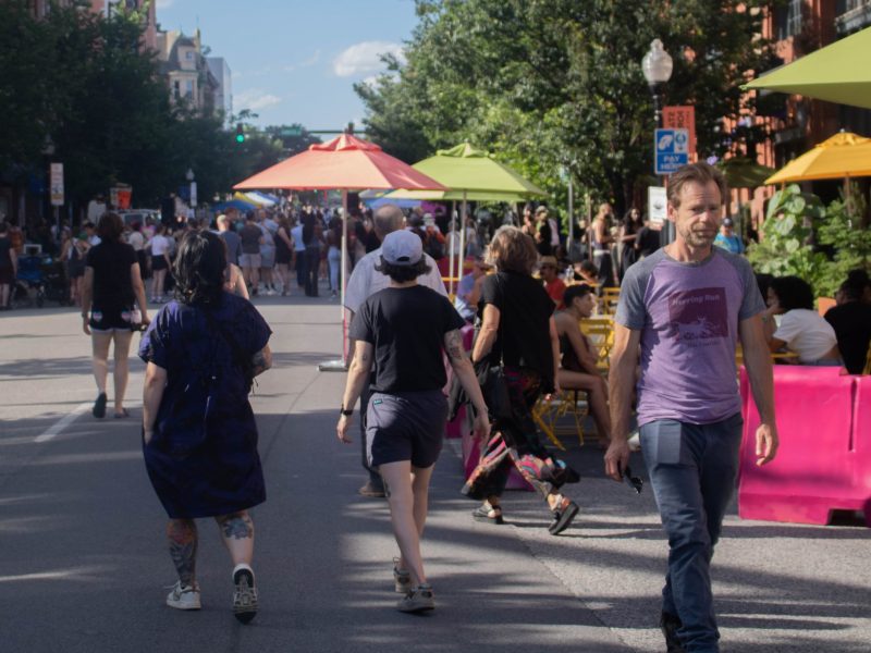 Pedestrians enjoy Baltimore's annual Charles Street Promenade pedestrian takeover on June 8, 2024. Photo by Maggie Jones.