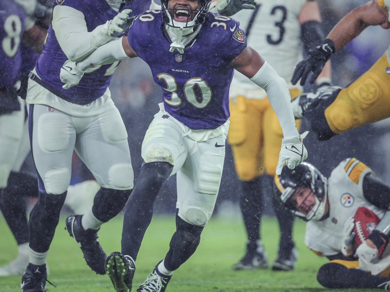 Baltimore Ravens inside linebacker Trenton Simpson during the team's Jan. 6 game against the Pittsburgh Steelers. Photo courtesy of Baltimore Ravens.