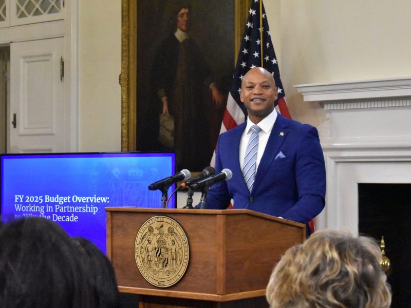 Gov. Wes Moore unveiled his new budget plan at an Annapolis press conference on Jan. 17, 2024. (Kiersten Hacker/Capital News Service)