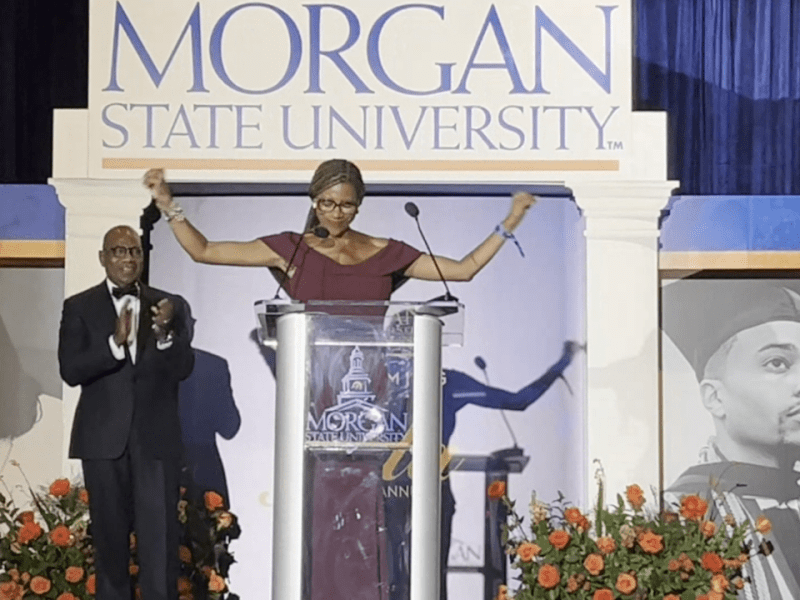 SodexoMagic Vice President of Business Development and Account Management Donna Ford speaks at Morgan State University’s 40th Annual Homecoming Gala, with Morgan State University President David Wilson in the background. Courtesy photo.